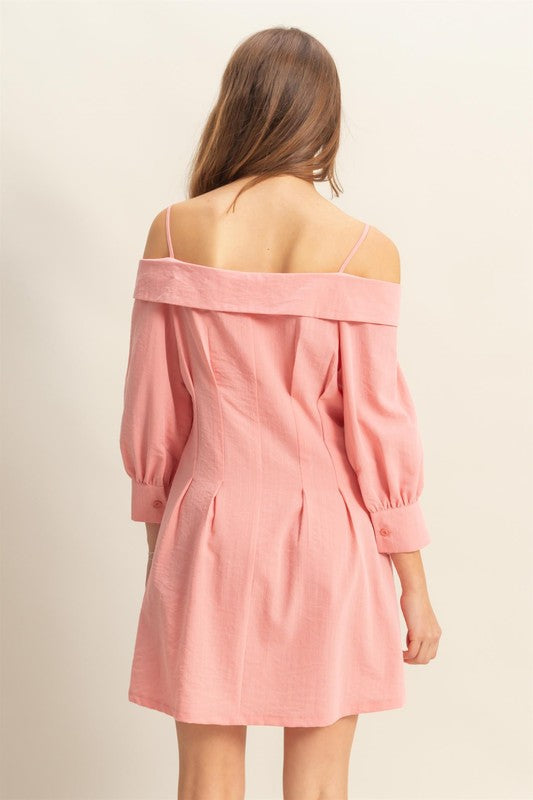 Vestido Mini Elegante con Tirantes Espagueti y Bolsillos