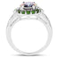 Bague en argent sterling de 3,92 carats en quartz mystique et diopside chrome