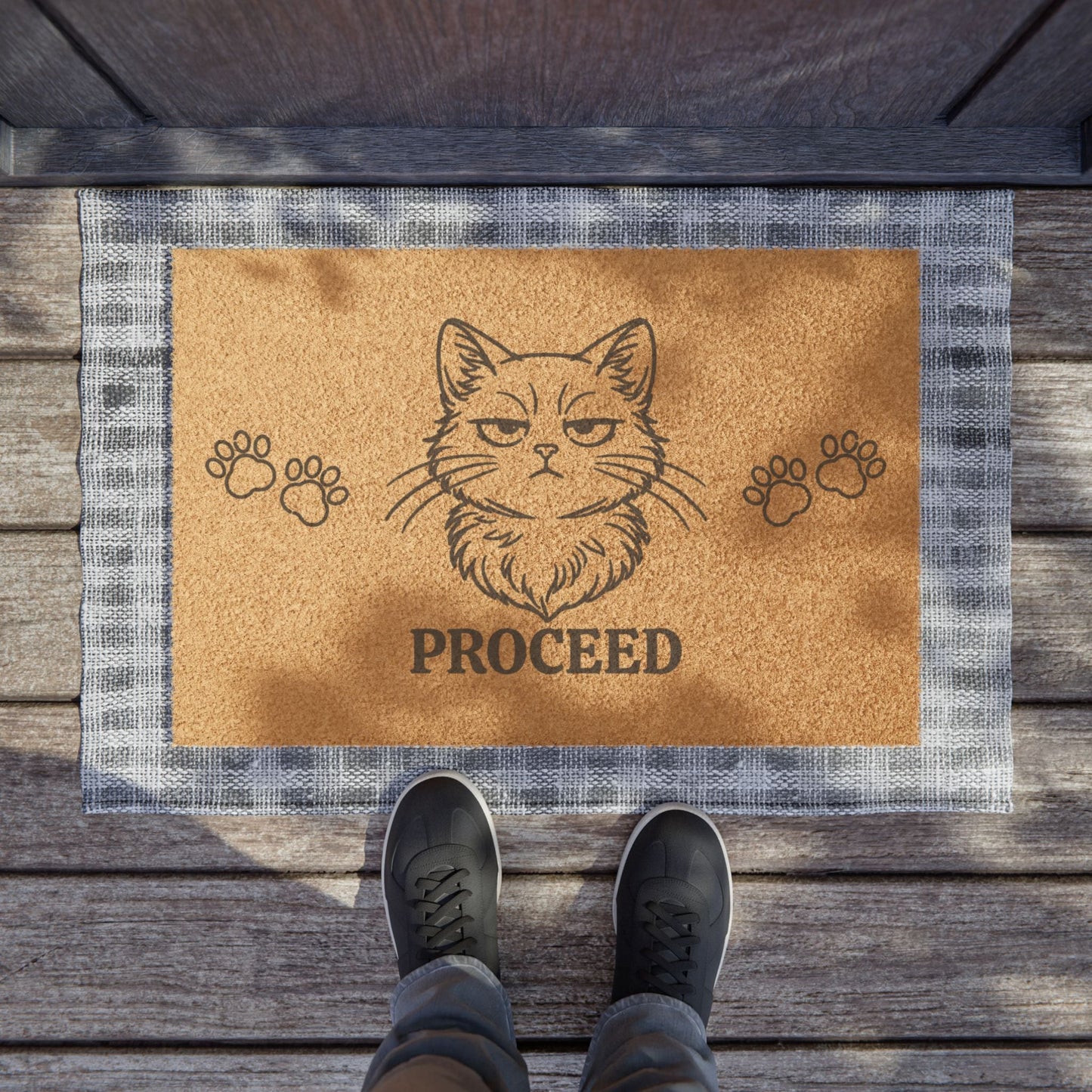 Proceed Judgy Cat Welcome Mat – Perfect for Cat Lovers