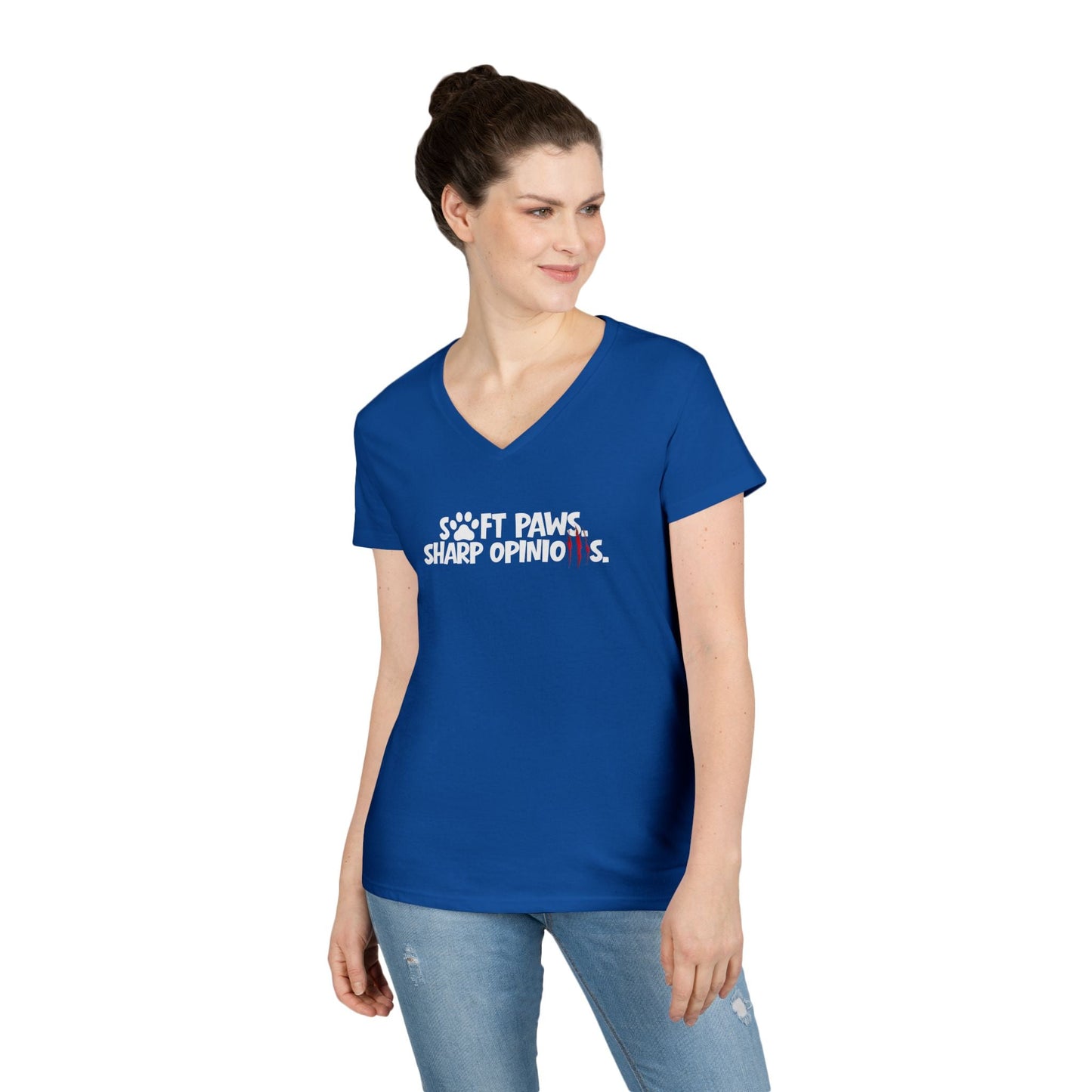 Soft Paws, Sharp Opinions T-shirt V-Neck Femme