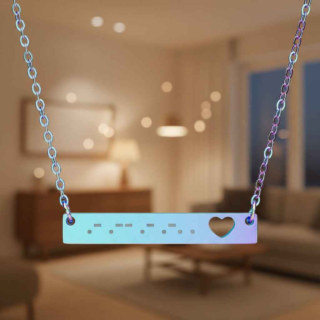 AWARE Morse Code Necklace – Heart Bar Pendant