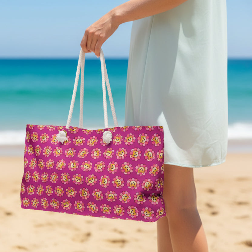 Pink Cat Blossom Weekender Bag | Playful Travel Tote