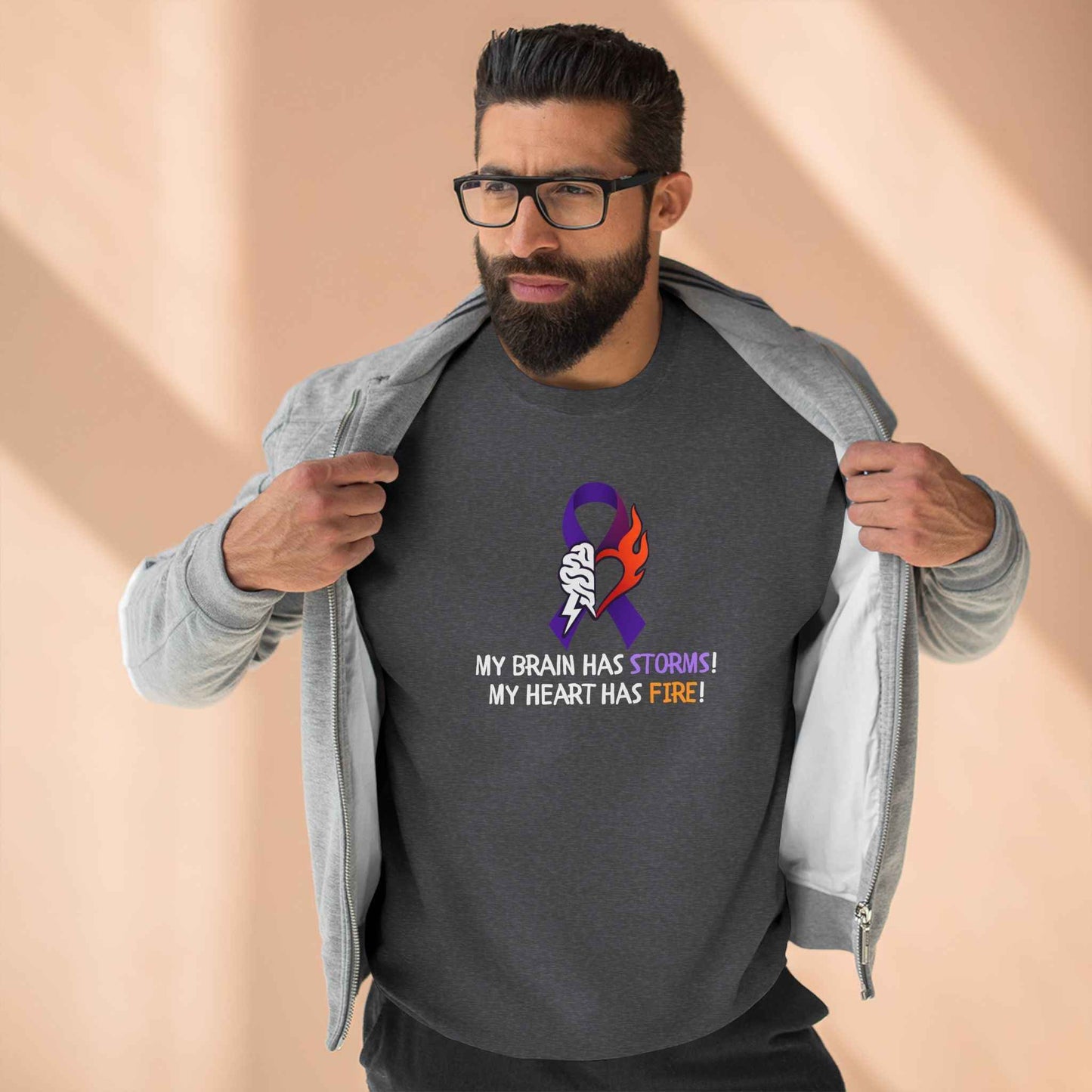 Epilepsy Awareness Unisex Sweatshirt - Brain Storms & Heart Fire