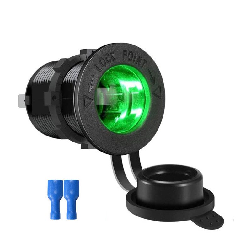 Car Cigarette Lighter Socket 12V-24V Waterproof Plug Power Outlet Adapter for Marine Boat Motorcycle Truck RV ATV with Wire D5 - Korvel