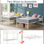 Twin metal bunk beds, metal structure bed frame with safety guardrails and 2 ladders, convertible bunk beds, white - Korvel