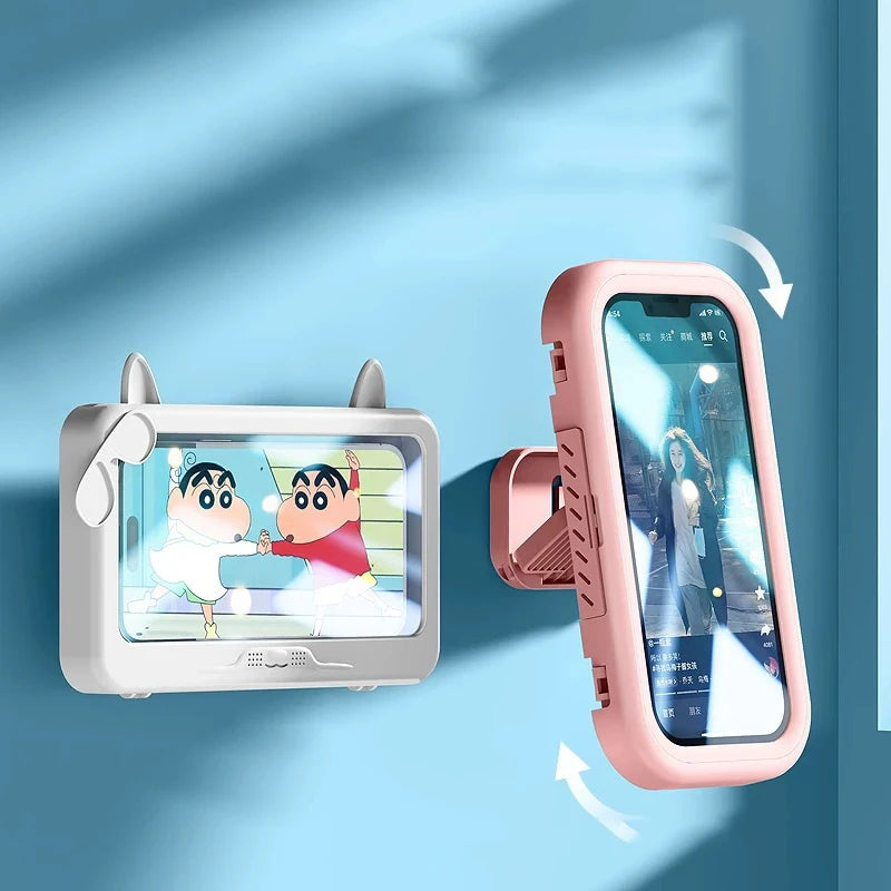 360 ° rotatable bathroom waterproof phone case bathroom shower kitchen wall hanging lazy person stand - Korvel