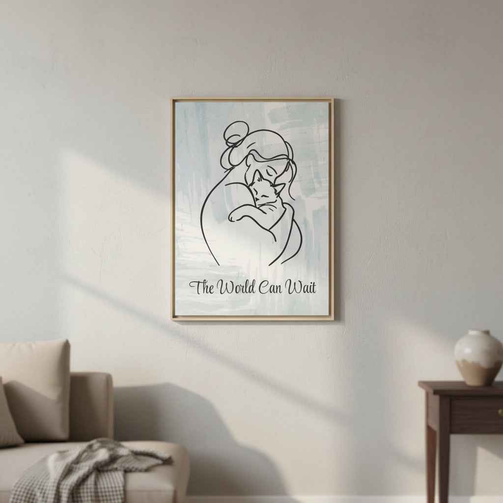 L'impression sur toile Chat Le Monde Peut Attendre