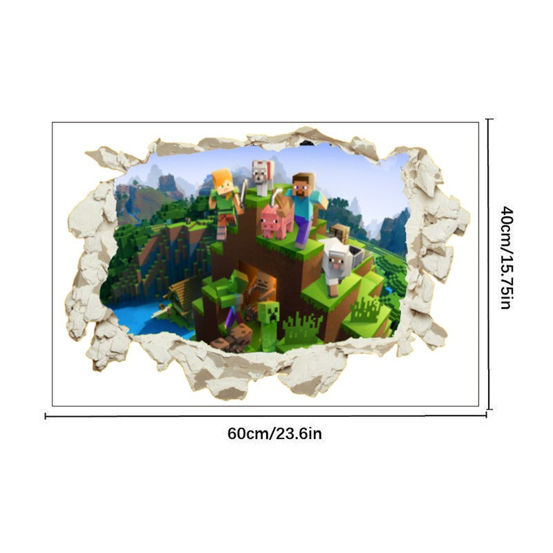 Minecraft run away My World Wall Stickers Living Room Children's Room Removable Decorative PVC Stickers - Korvel