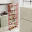 Red 6-story rolling cart gap kitchen ultra-thin sliding out storage tower shelf with wheels, 6 baskets - Korvel