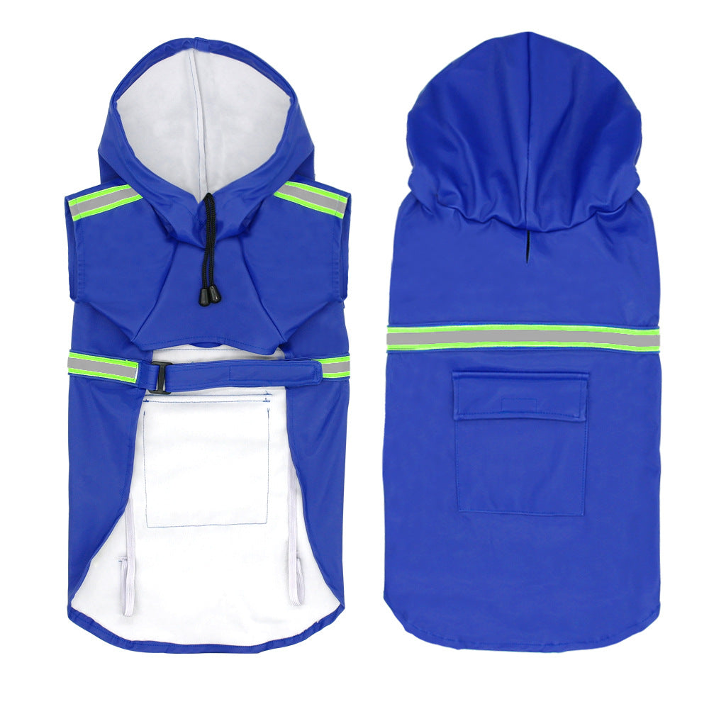Large Dog Raincoat - Poncho Style Reflective Strip Pet Raincoat Windproof Waterproof Dog Hooded Raincoat - Korvel