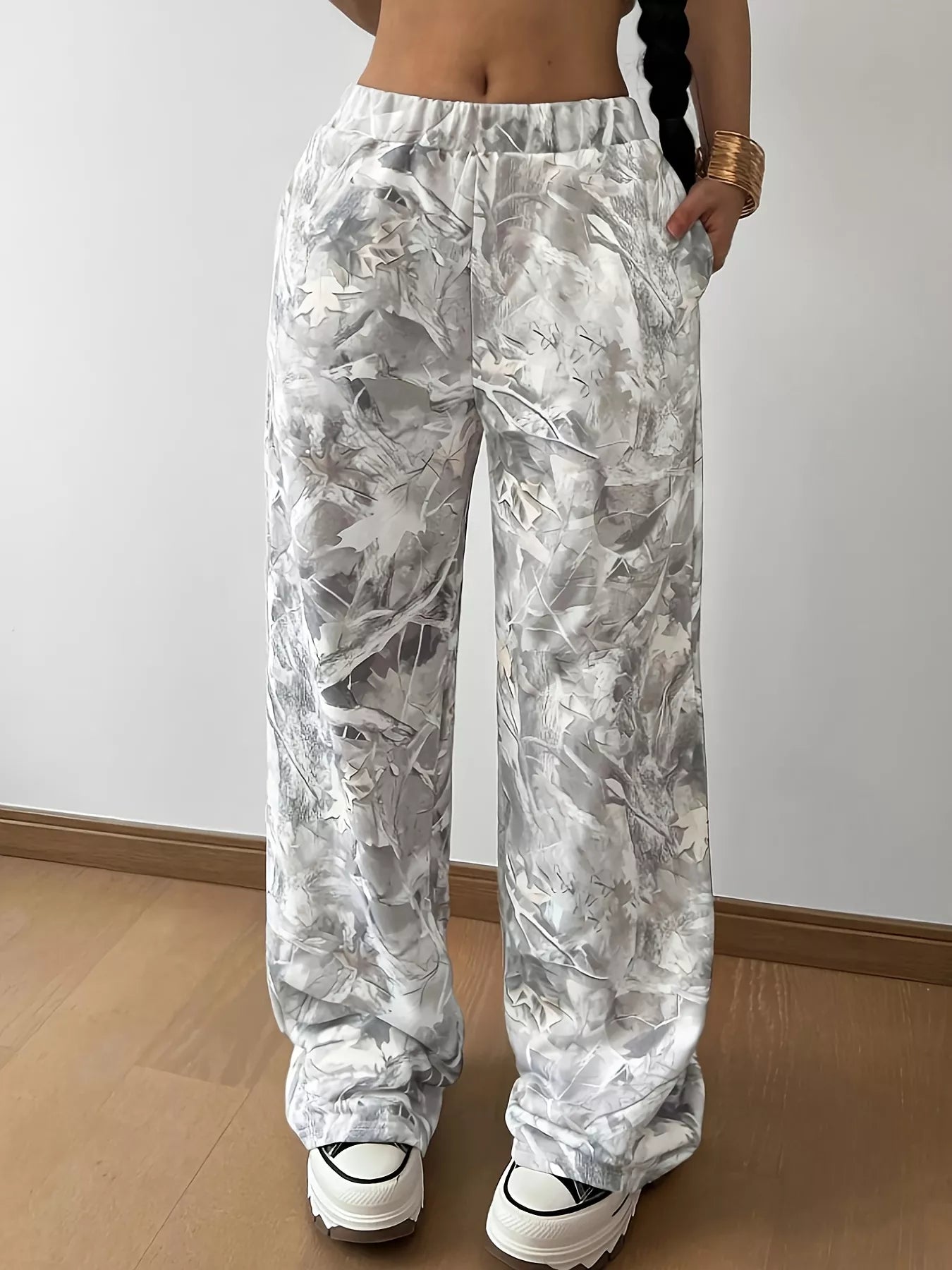 Pantalons de survêtement à jambe large imprimé abstrait
