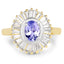 Bague en Tanzanite et Topaze Blanche Plaquée Or Jaune 14K