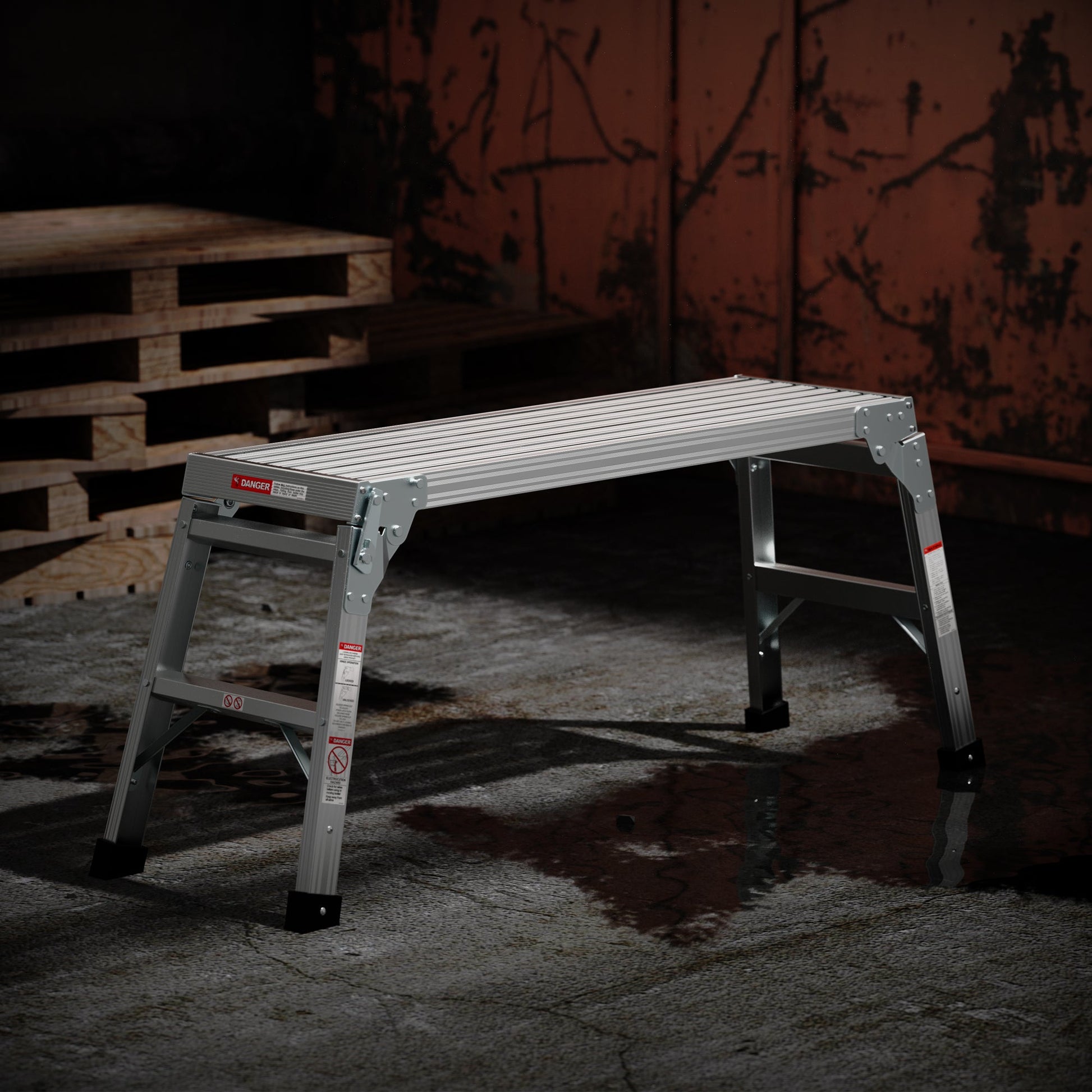 Work Platform Aluminum Portable Bench Folding Ladder ANSI Capacity 225 LBS 40" - Korvel