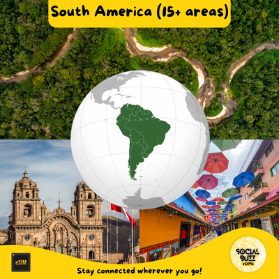 South America eSIM Internet Data Plan for 15+ Areas