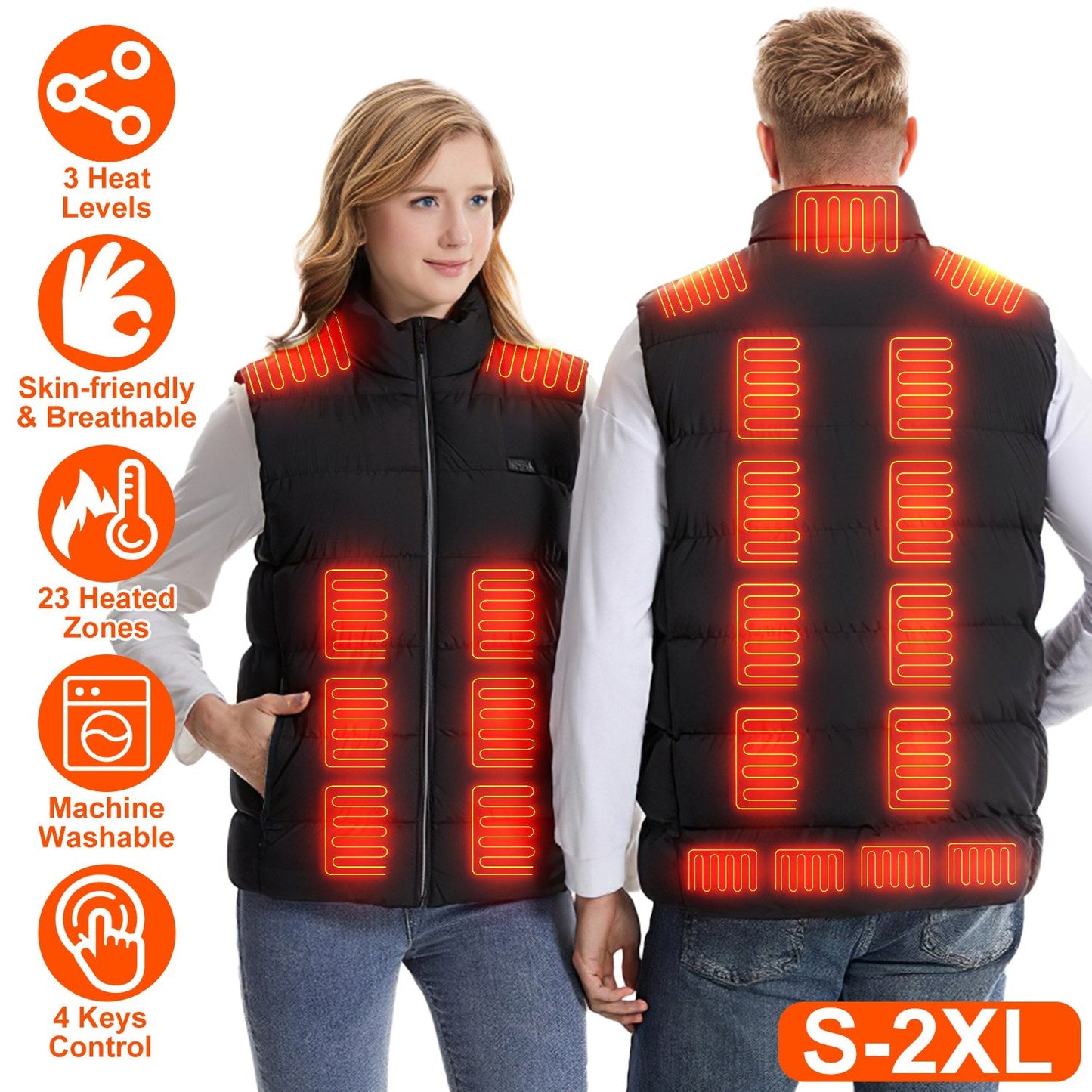 Chaleco Térmico Premium para Hombres y Mujeres - 23 Zonas de Calor