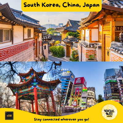 Premium eSIM Data Plan for South Korea, China & Japan