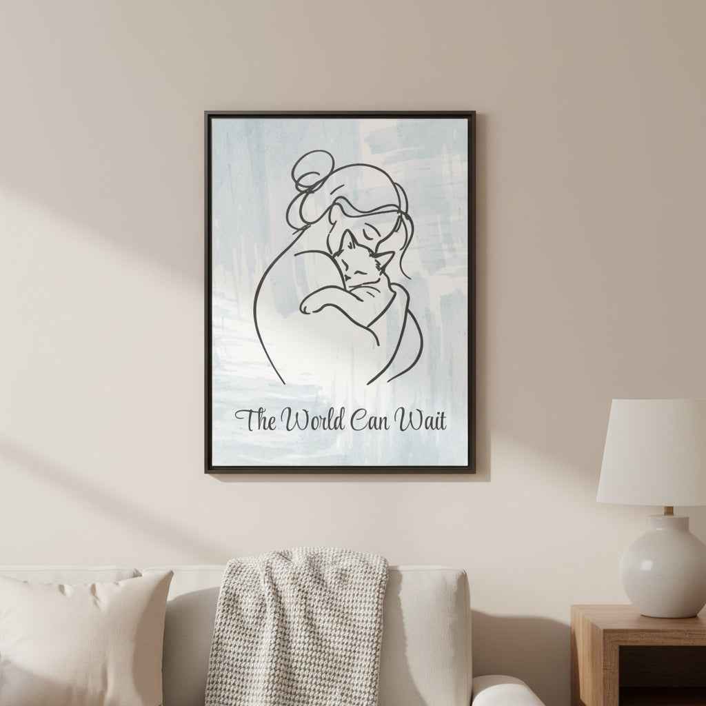 L'impression sur toile Chat Le Monde Peut Attendre