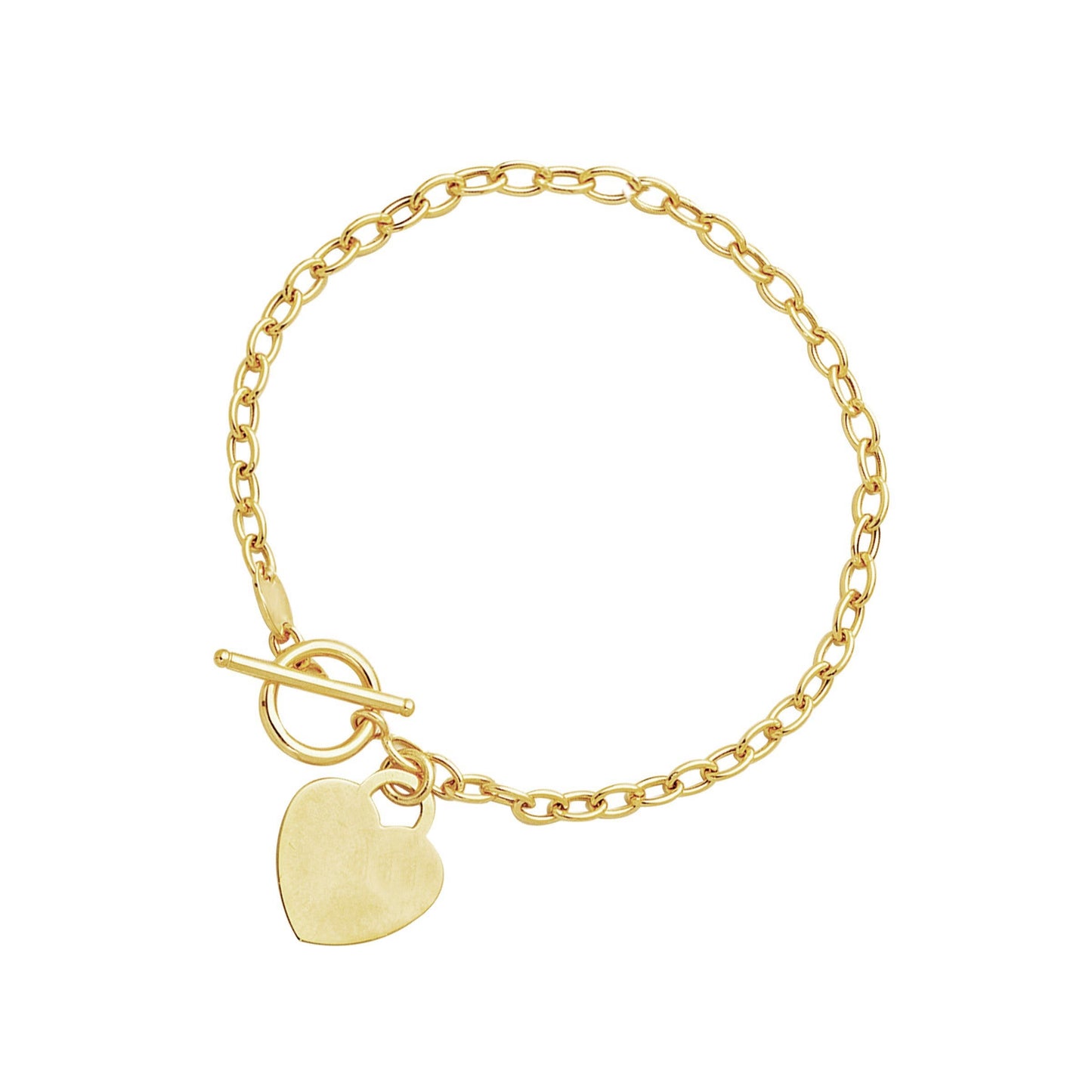 14k Yellow Gold Toggle Bracelet with Heart Charm