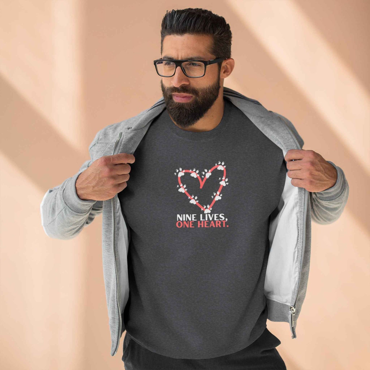 Nine Lives, One Heart Cat Lover Sweatshirt
