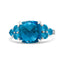 Bague en Or Blanc 18 Carats avec Topaze Bleue en Forme de Coussin et Diamants - Taille 6.5
