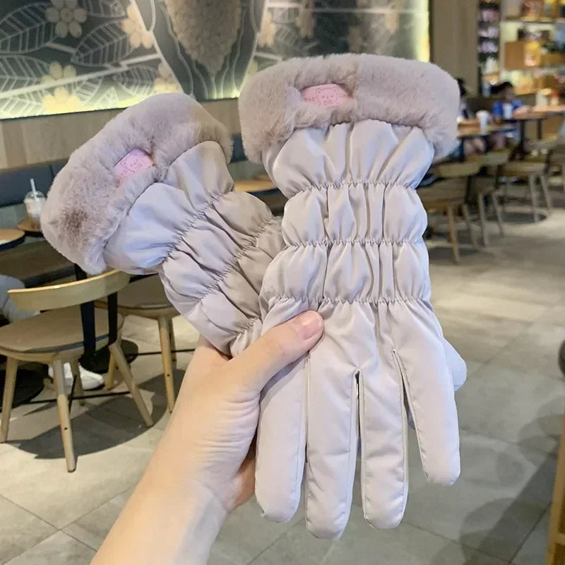 Guantes de Invierno Acolchados Lindos para Mujeres - Algodón y Forro Polar