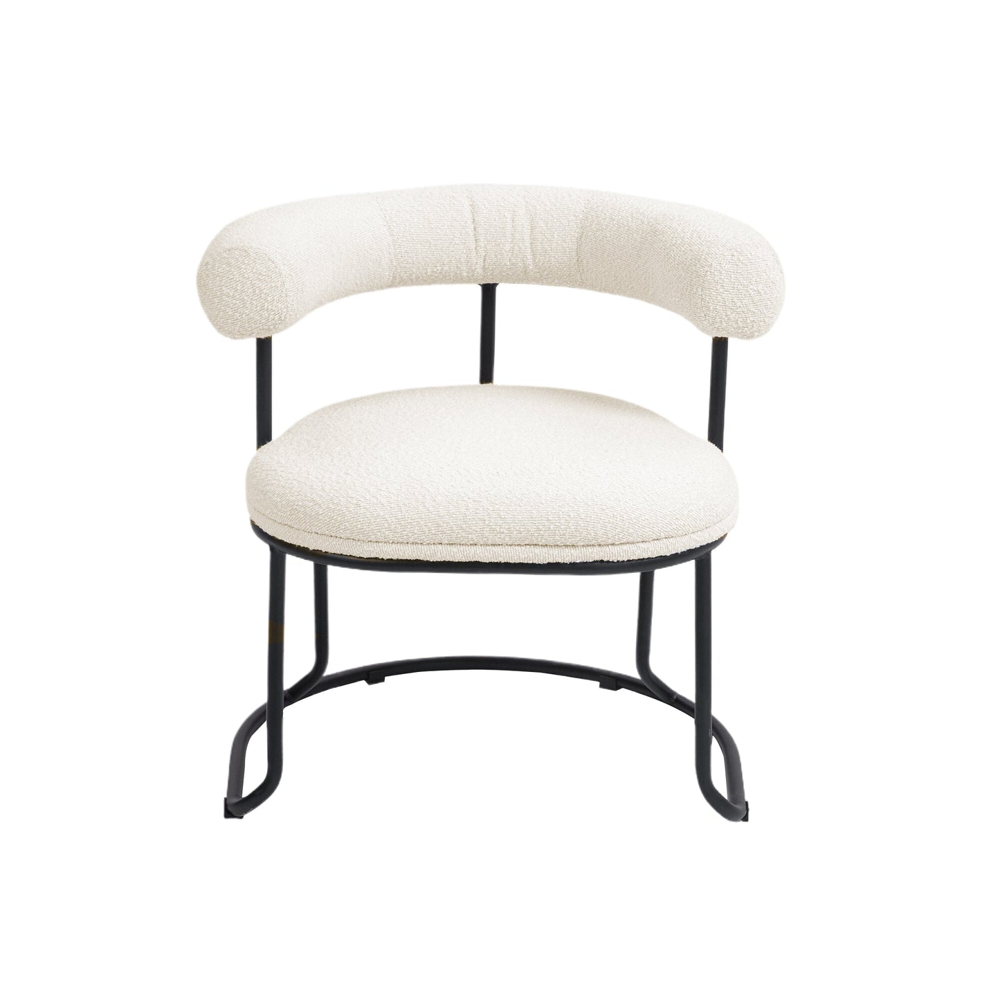 COOLCOOL Boucle dining chair set of two, medieval modern curved backrest chair, round cushion (beige Boucle) - Korvel