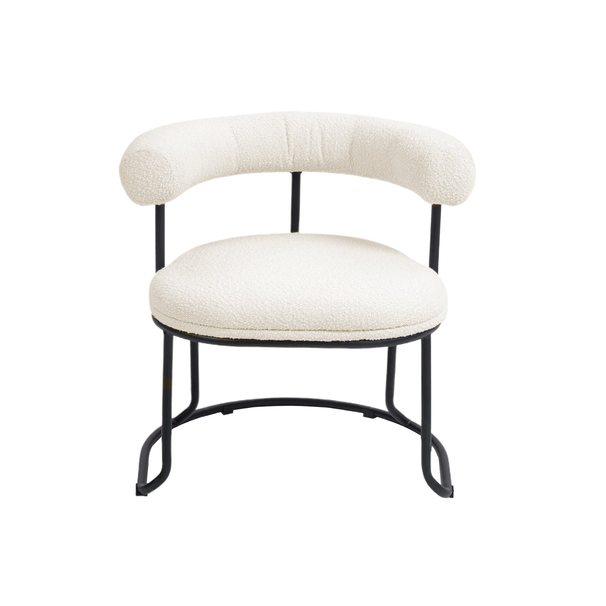 COOLCOOL Boucle dining chair set of two, medieval modern curved backrest chair, round cushion (beige Boucle) - Korvel