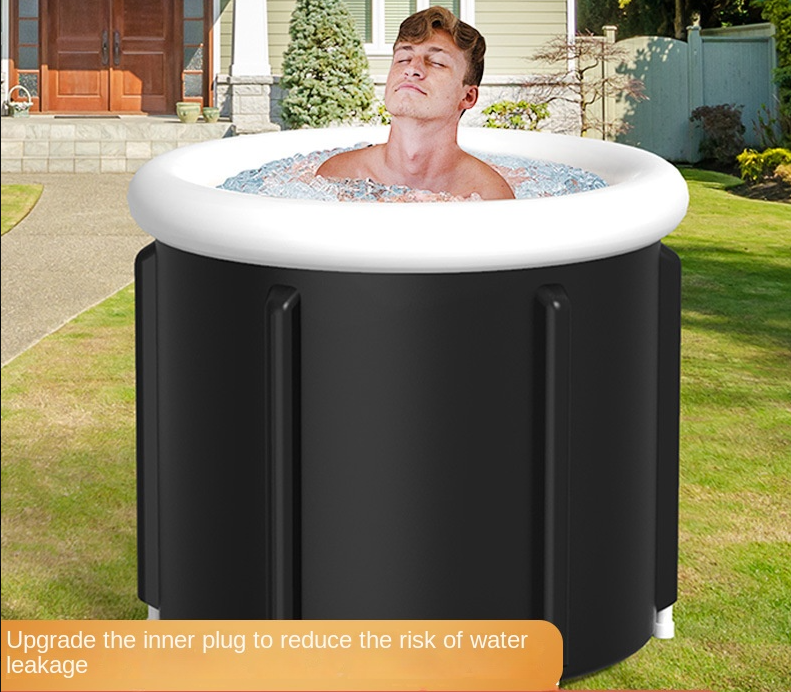 Seau de bain pliable large Black Ice - baignoire SPA rembourrée en PVC