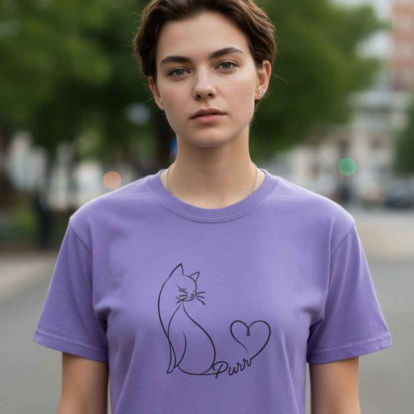 Purr Line Art Cat Unisex T-Shirt