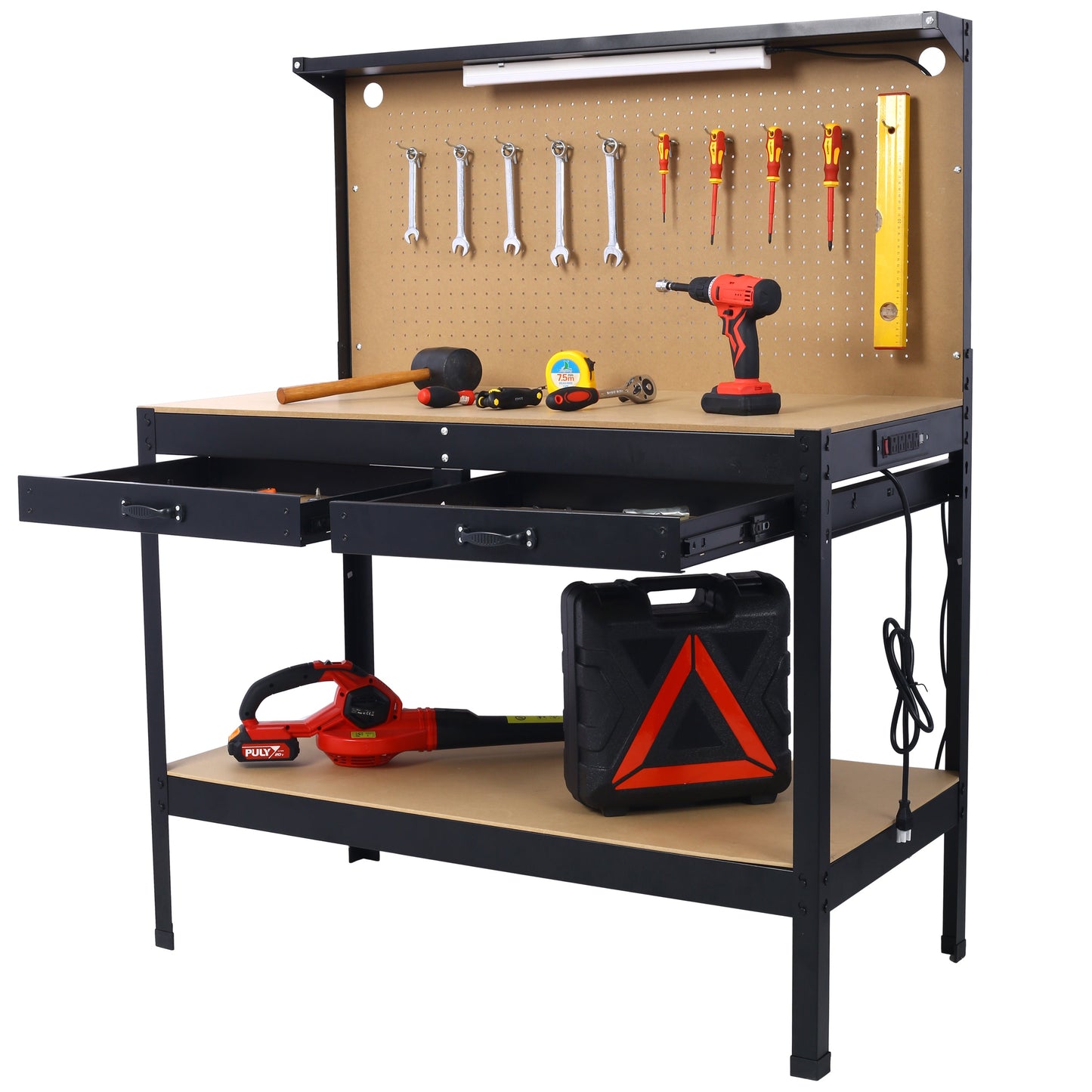 Premium Steel Workbench with Drawer and Peg Board