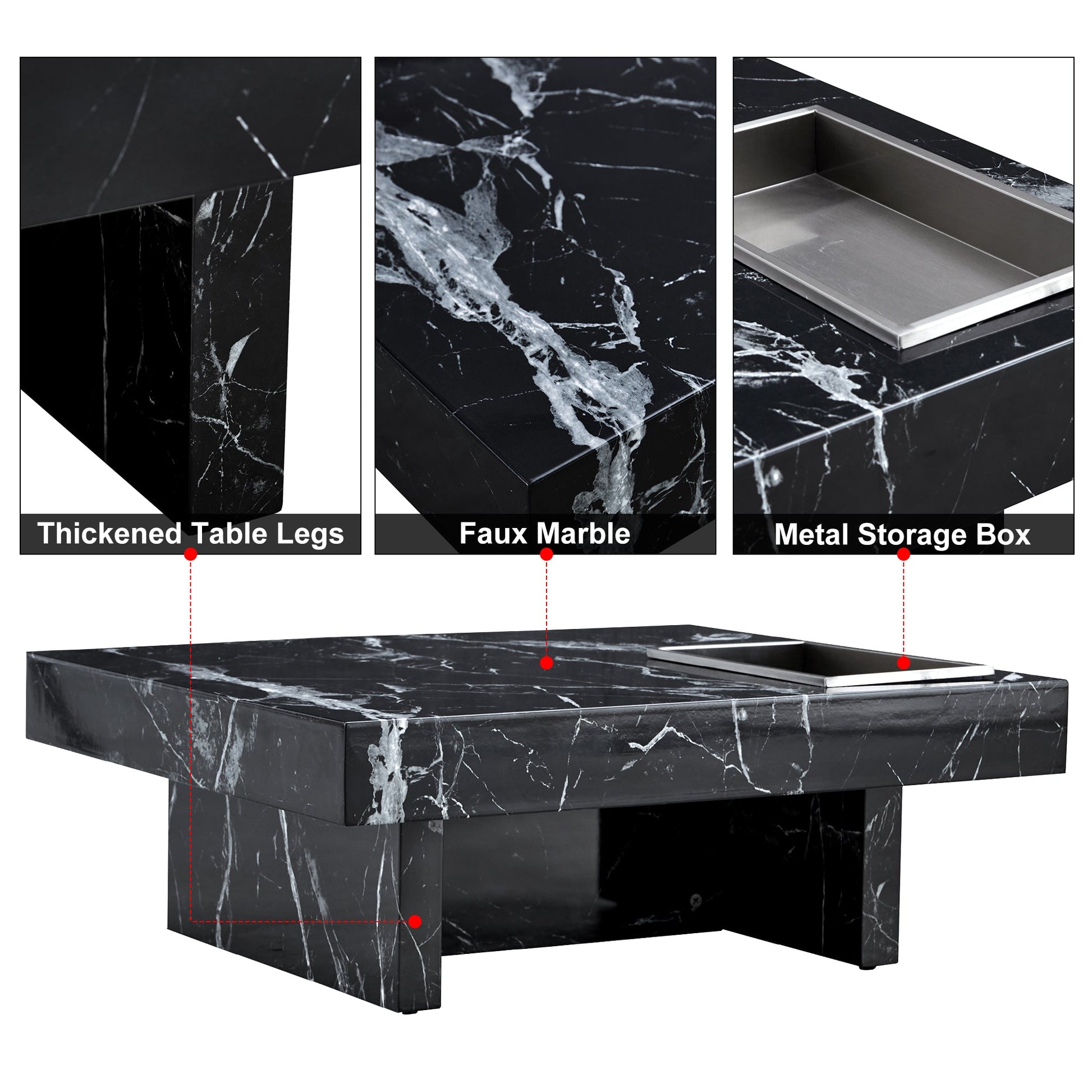 A modern and practical coffee table made of MDF material with black patterns - Korvel