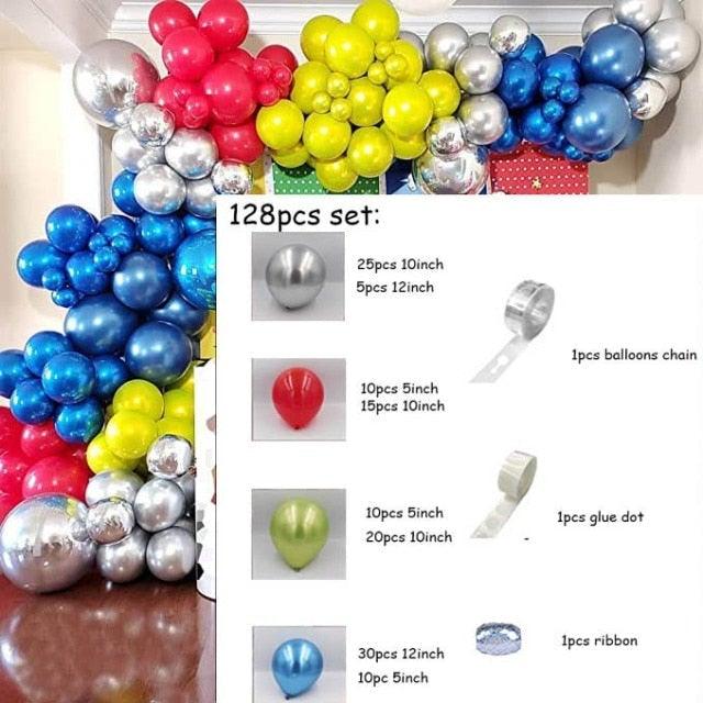 Kit de guirlande de ballons bleu, argent et violet de 134 pièces pour les célébrations