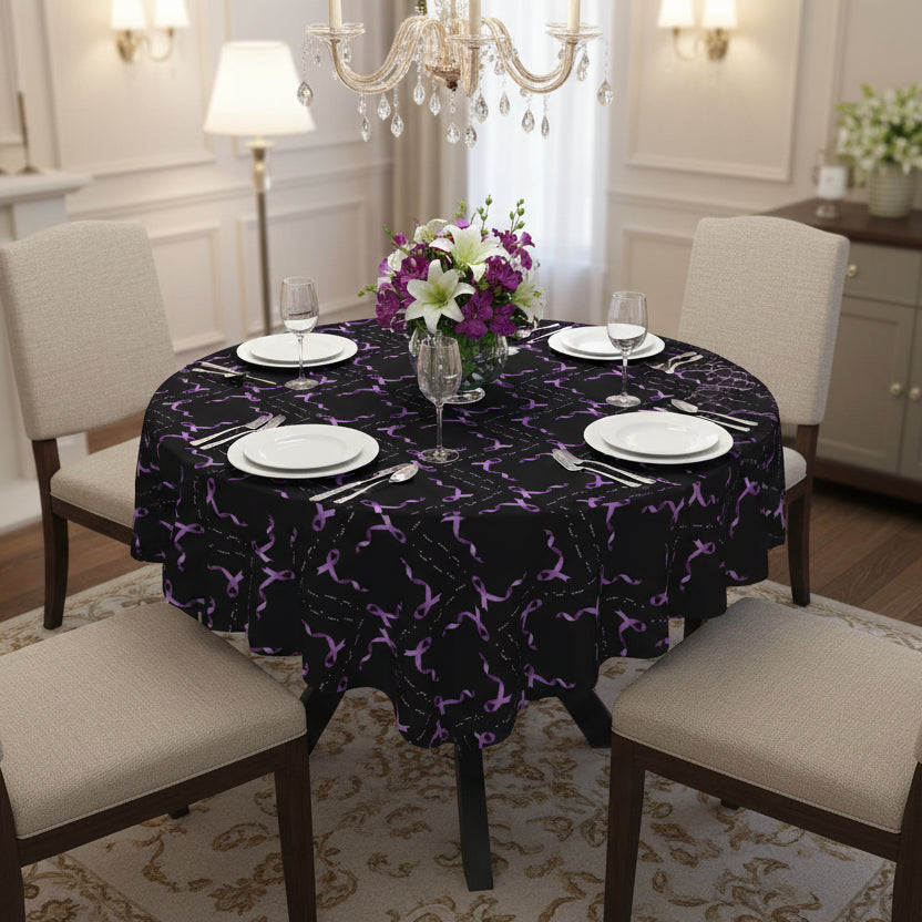 Epilepsy Awareness Morse-Code HOPE Tablecloth - Purple Ribbon Design