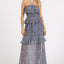 Robe maxi à col halter en fleurs froncées et volantes
