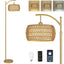 Arc Floor Lamp with 3 Color Temperatures, LED Gold Floor Lamp with Remote & Stepless Dimmable Bulb, Boho Standing Lamp - Korvel
