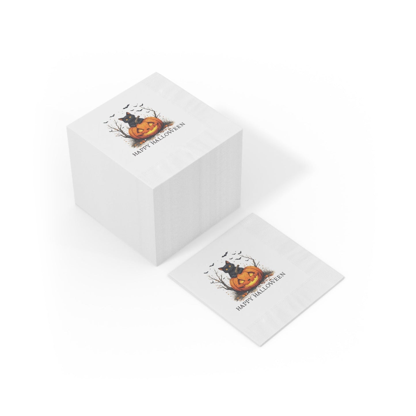 Serviettes d'Halloween avec Chats et Citrouilles pour Célébrations Festives