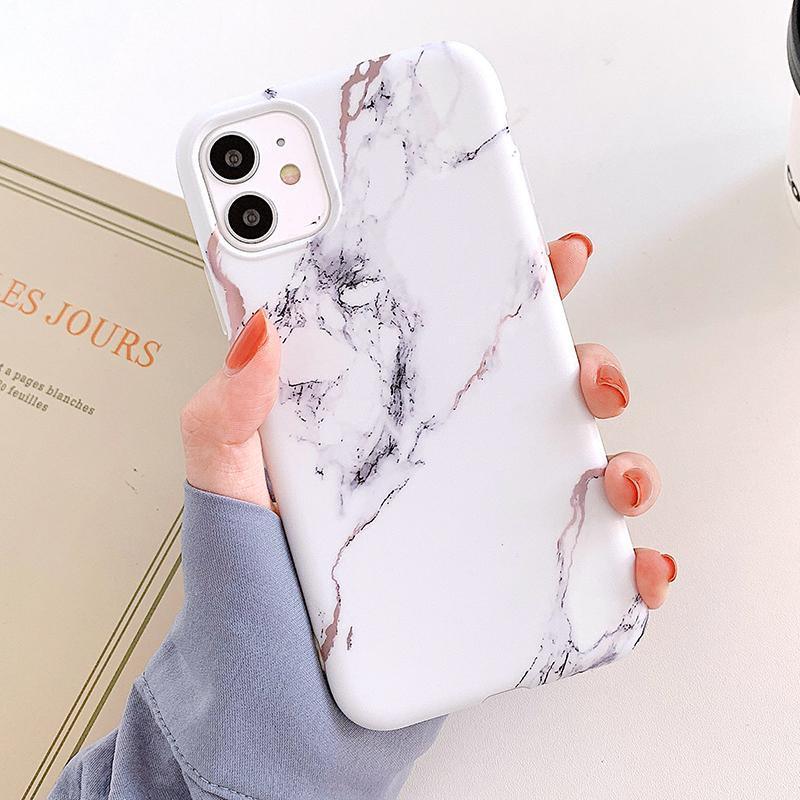Coque de téléphone en marbre crack mat de luxe pour modèles d'iPhone