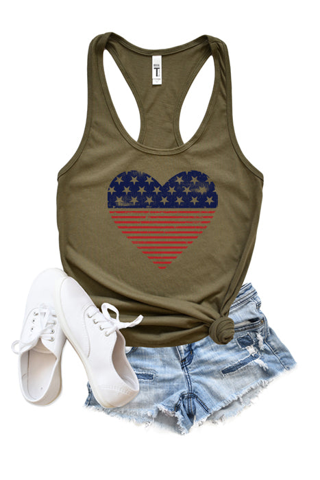 Heart Flag Racerback Tank Top - Korvel