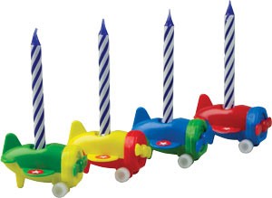 Airplane Candleholder Set with 4 Colorful Candles