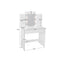 Makeup Vanity Desk With LED Lighted Mirror ,Dressing Table Set With 2 Large Drawers 10 LED Light ,White Color - Korvel