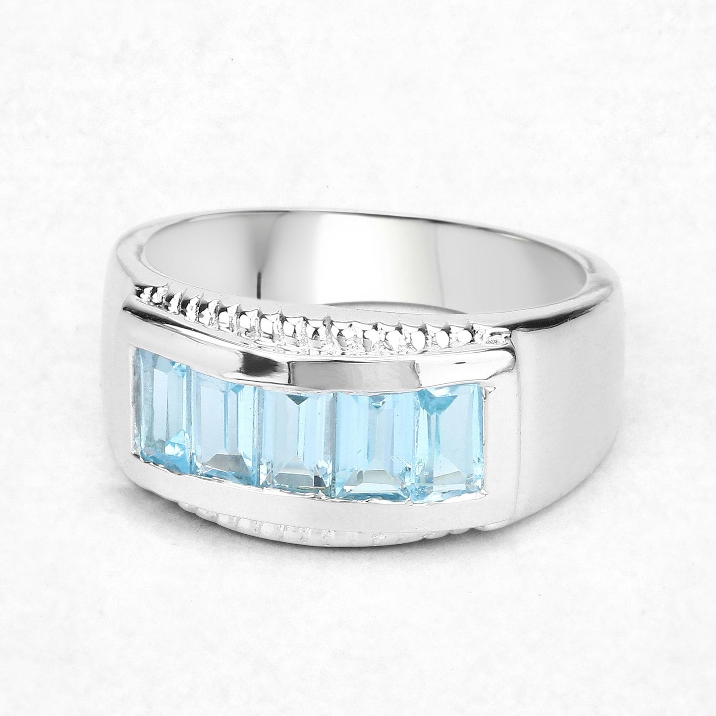 Bague de fiançailles en argent sterling avec topaze bleue véritable de 1,75 carat