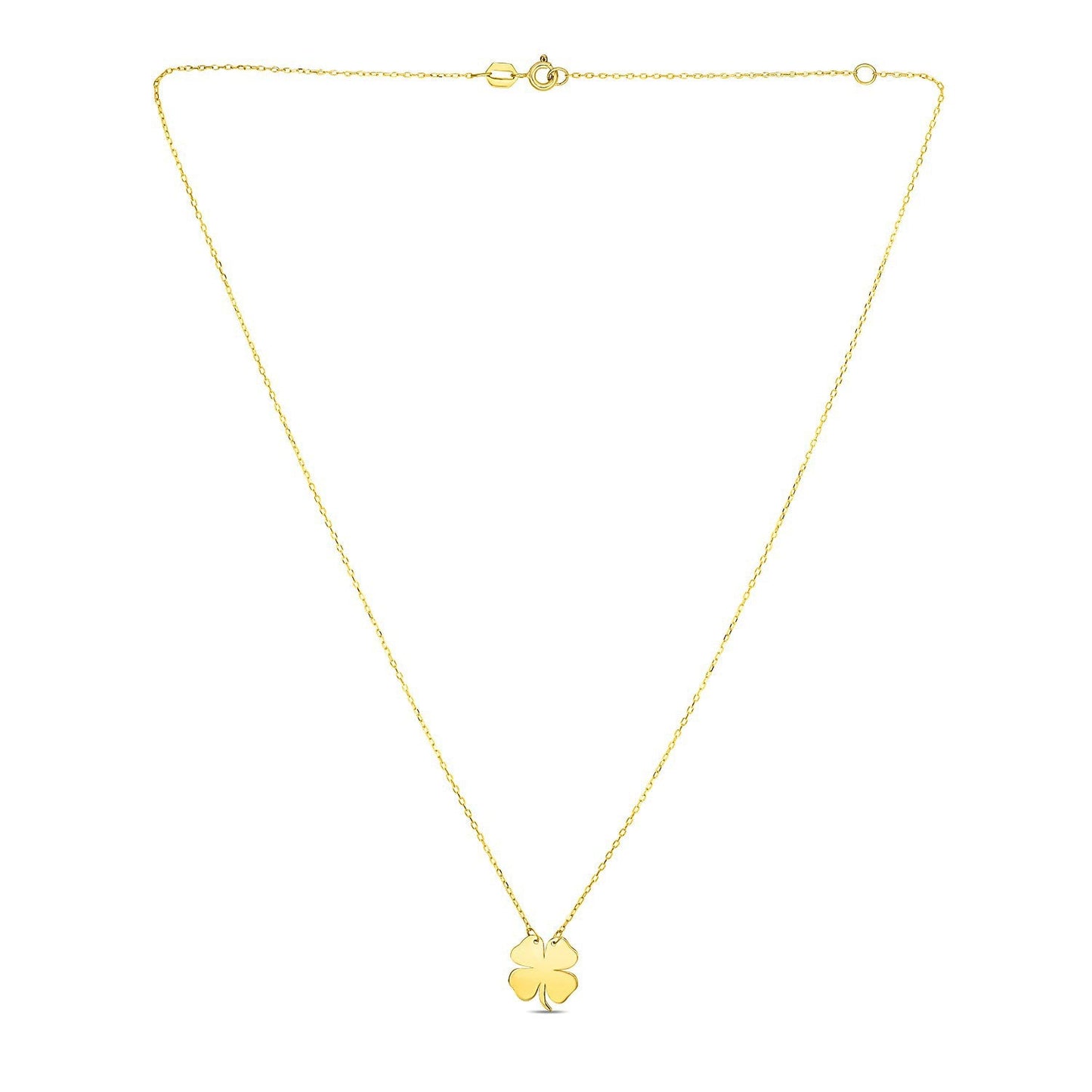 Collier en or jaune 14K à quatre feuilles de trèfle