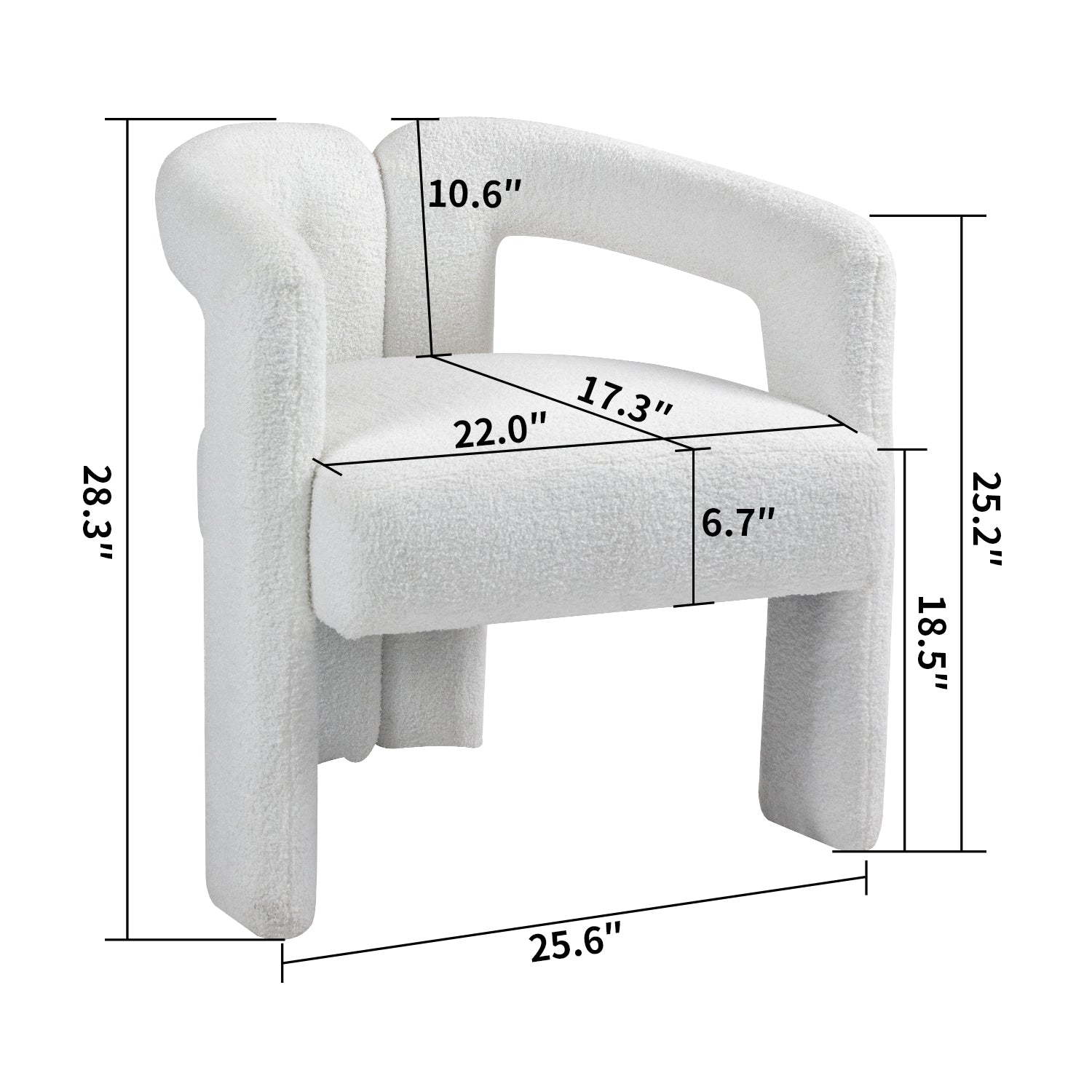 Teddy fabric modern design dining chair,open-Back ,modren kitchen armchair for Dinging Room(BEIGE) - Korvel