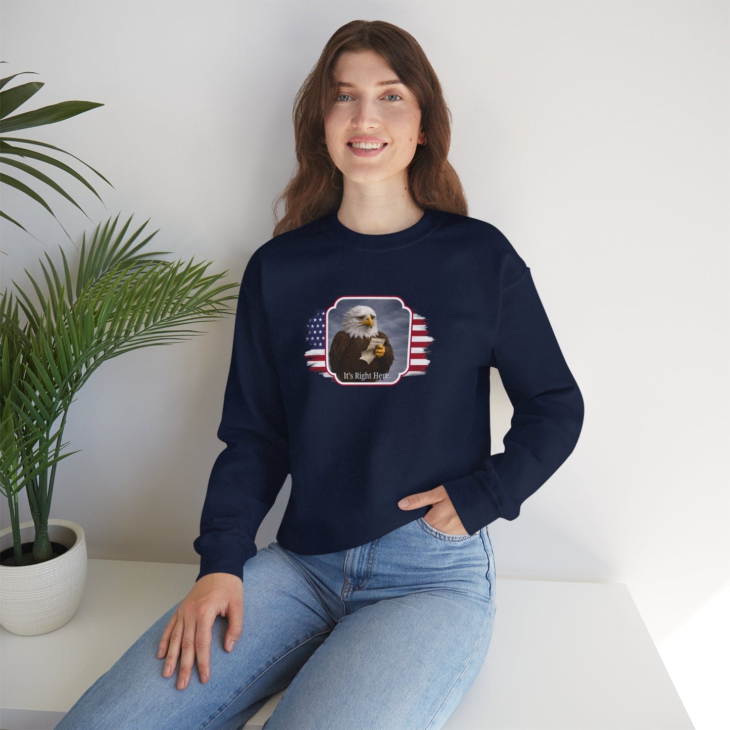 It's Right Here Political Parody Crewneck Sweatshirt