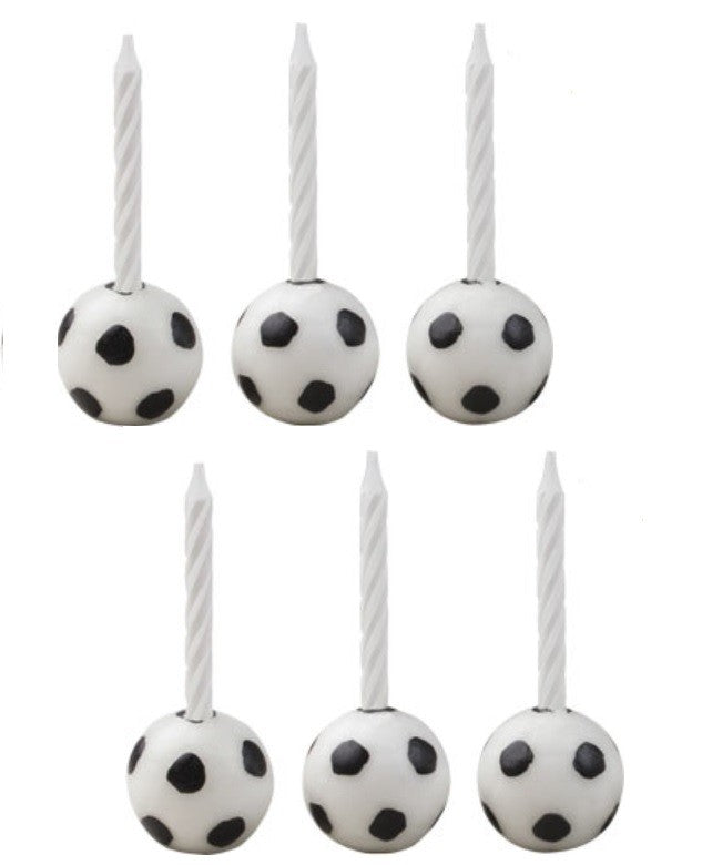 Soccer Candleholder Set - 6 Vibrant Birthday Candles