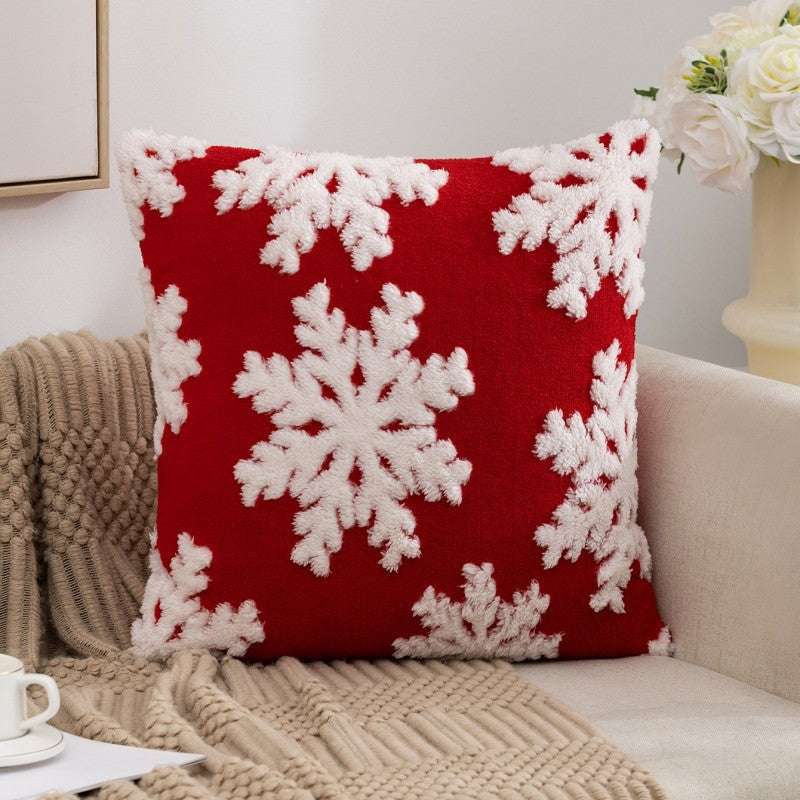 Christmas Pillow Cover (Excluding Pillow Core) Snowflake Velvet Jacquard Christmas Tree Elk Festival Decoration - Korvel