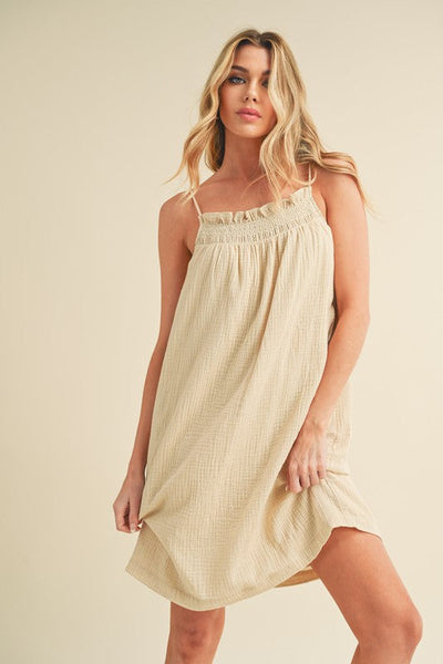 Chic Embroidered Square Neck Mini Cami Dress – Effortlessly Elegant with Feminine Flair - Korvel