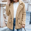 Manteau d'hiver en peluche à revers large pour femmes