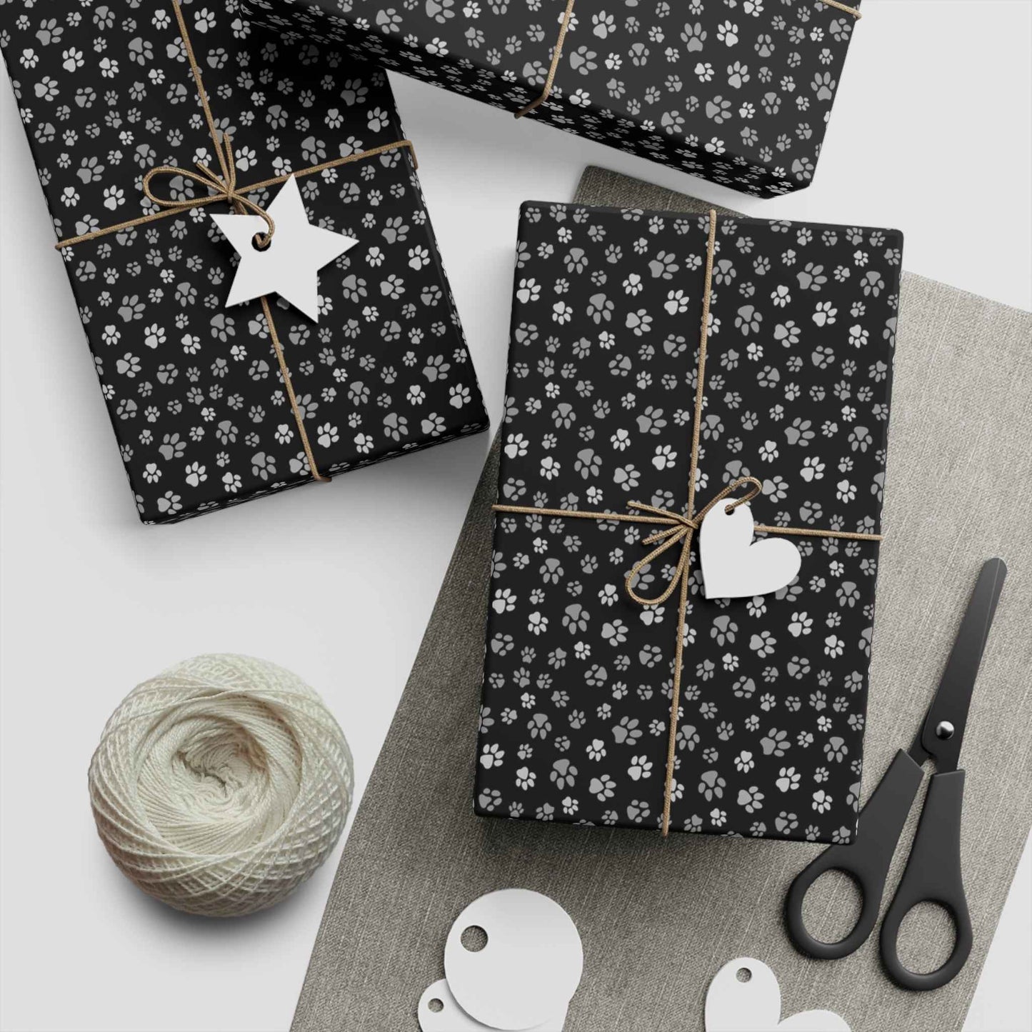 Black Paws Gift Wrapping Paper Sheets
