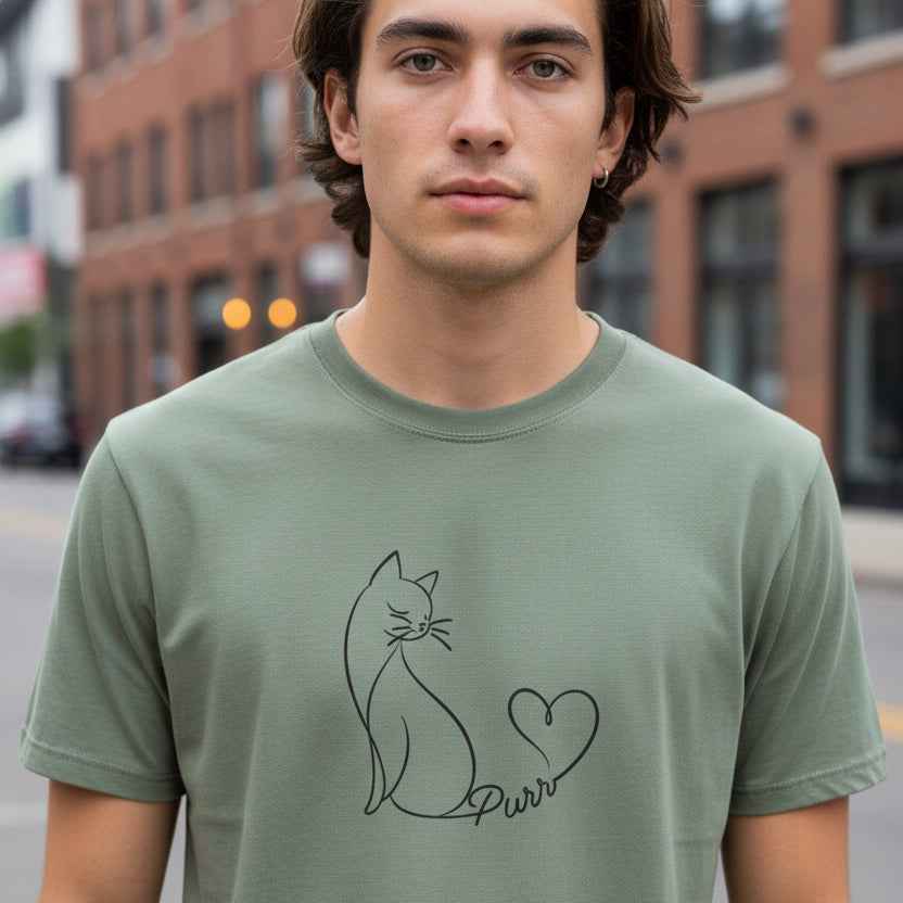 Purr Line Art Cat Unisex T-Shirt